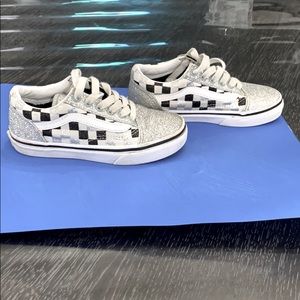 Glitter checkered girls vans